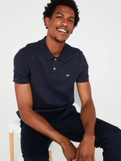 GANT Reg Shield Shortsleeve Pique Polo Shirt - Dark Blue -Barbou Clothing Shop VOLHL SQ4 0000000354 DARK BLUE MDd