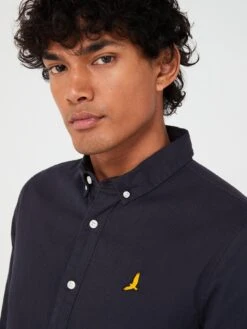 Brave Soul Long Sleeve Oxford Shirt- Navy -Barbou Clothing Shop VOOL5 SQ4 0000000048 NAVY MDd