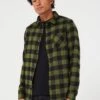 Brave Soul Long Sleeve Check Shirt-khaki/black