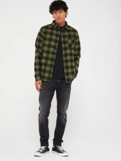 Brave Soul Long Sleeve Check Shirt-khaki/black -Barbou Clothing Shop VOOMK SQ3 0000000058 KHAKI MDo