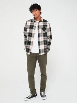 Brave Soul Long Sleeve Shirt Shirt- Cream Check -Barbou Clothing Shop VOQEA SQ3 0000000029 MULTI MDo