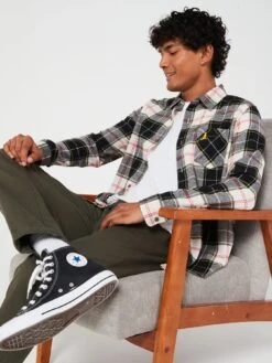 Brave Soul Long Sleeve Shirt Shirt- Cream Check -Barbou Clothing Shop VOQEA SQ4 0000000029 MULTI MDd