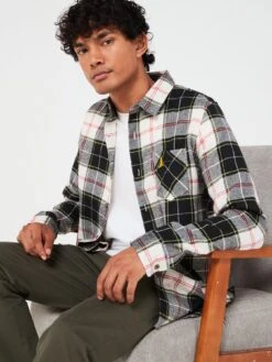 Brave Soul Long Sleeve Shirt Shirt- Cream Check -Barbou Clothing Shop VOQEA SQ5 0000000029 MULTI MDd1