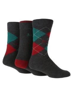 PRINGLE Classic Argyle Socks - 3 Pack Gift Box - Grey
