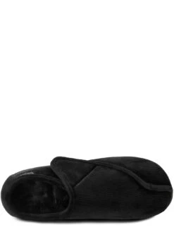 TOTES Isotoner Velour Closed Back W/Velcro Opening Slipper - Black -Barbou Clothing Shop VQA5N SQ4 0000000004 BLACK SLt