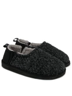 TOTES Quilted Full-Back Slippers - Black
