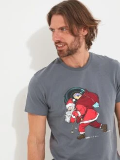 Joe Browns Deliver The Tunes Christmas T-Shirt - Grey -Barbou Clothing Shop VRRR8 SQ4 0000000005 GREY MDd