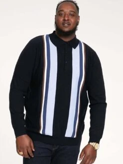 D555 Knitted Polo With Vertical Stripes