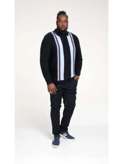 D555 Knitted Polo With Vertical Stripes -Barbou Clothing Shop VRUYA SQ4 0000000048 NAVY MDd