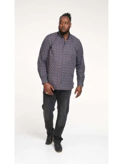 D555 Floral Print Concealed Button Down Collar Shirt - Navy -Barbou Clothing Shop VRUYY SQ5 0000000048 NAVY MDd1