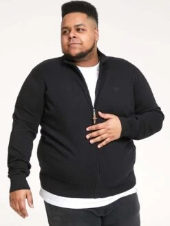 D555 Zip Through Knitted Sweater - Black