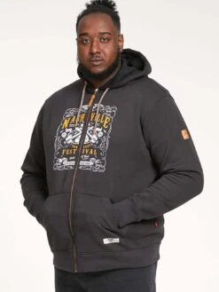 D555 Zip Through Hoody - Black