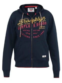 D555 Brooklyn Print Zip Through Hoody -Barbou Clothing Shop VRV16 SQ5 0000000048 NAVY MDd1